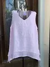 CR2-93 Pink Small NWT Match Point Linen Shirt Blouse Waffle Tank Double