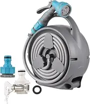 Retractable Garden Hose Reel 39 FT Hose Reel with Adjustable 7-Function Sprayer Nozzle/Adapters M l Rewind System for Garden/Yard Watering Car Washing