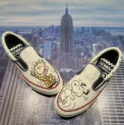 Converse By You Peanuts x Deckstar Slip On Snoopy & Pig-Pen Size 4.5 A03769c New
