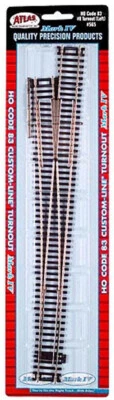 Atlas HO Scale Code 83 #8 Custom Left-Hand Turnout/Switch Model Train Track