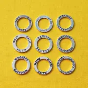 Affirmation Circle Collection Antique Silver Tone 9 Different Charms - COL035