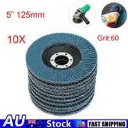 10X 125mm Angle Grinder Flap Sanding Disc 60 Grit Grinding Wheel Zirconium Oxide