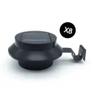 8X LED Solar Clip-on Fence Gutter Outdoor Garden Yard Pathway Lamp Light BLACK