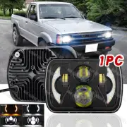1PCS Black 5x7 7X6 Rectangle LED Headlights Halo DOT Fit Mazda B2200 B2000 B2600 (for: Mazda)