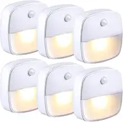 Taefuhnn 6 Pack Battery Operated LED Motion Sensor Wall Lights Indoor, Wireless 3-Bead Motion Sensor Lights for Kids Adults, Stick On Wall Night Lamp for Bedroom Cupboard Stair Hallway Wardrobe