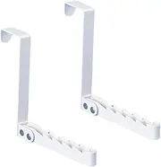 WEZCHUGHAOL 2 Pack Collapsible Folding Over The Door Organizer Rack Space Saving Hanging Storage Hanger for Clothes, Coats, Towels for Bedroom Bathroom (2, White)