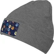 [JBYJBX] Cute Dog Paw Print Unisex Knitted Hat Daily Hat Birthday Theme Elasti Beanie Cap Outdoor Leisure