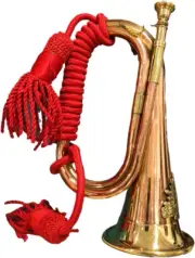 Brass and Copper Blowing Bugle Command Signal Horn 10.6" with Beautiful Rope ...