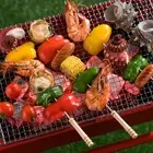 H 10Pcs Barbecue Needles With Wooden Handle Stainless Steel Grilling Skewers AU
