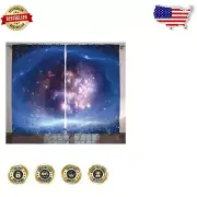 Elegant Purple Navy Outer Space Blackout Curtains - 2 Panel Set 108” x 84”