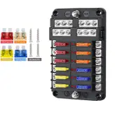 OZNALA 12 Way Blade Fuse Block Box Holder LED Light 12V 32V Circuit Caravan Marine Car