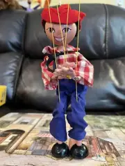 VINTAGE PELHAM PUPPET BOY 12" MARIONETTE MADE IN ENGLAND WITH ORIGINAL. BOX