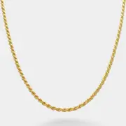18K Gold Vermeil 3mm Rope Chain Mens Sterling Silver Necklace Italian 925 Twist Link