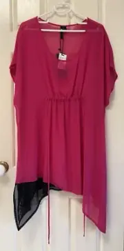 Sz 20 New Taking Shape Hot Pink/Black Tunic RRP$120