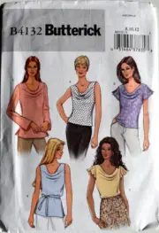 BUTTERICK PATTERN 4132 TOPS BELT MISSES/PETITE SIZES 8 10 12 UNCUT FF