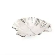 SAGEBROOK HOME Metal Round Leaf Tray Silver Color 10.5" x 13" NEW