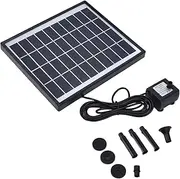 Solar Floating Fountain, 10V 6.5W IP68 Outdoor Solar Water Fountain Pump Solar Panel Kit with Different Nozzles for Swimming Pools, Water Parks, Private Gardens
