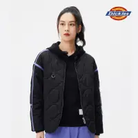 在飛比找momo購物網優惠-【Dickies】女款黑色撞色邊條無領絎縫外套｜DK0108