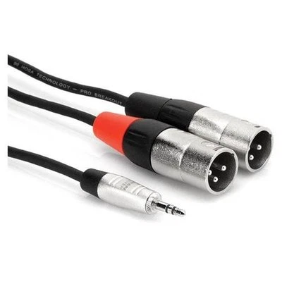 Hosa HMX-003Y 3' REAN 3.5mm TRS to Dual XLR3M 24 AWG Pro Stereo Breakout Cable