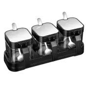 5X(Glass Storage Jars Spice Containers Set with Stainless Steel Lids and5321