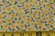 By 1/2 Yd, Yellow Floral on Blue Quilt Cotton, Benartex, Eleanor Burns, V522