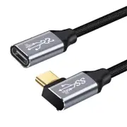 Braided USB 3.1 Type-C Male to Female Extension Cable USB-C Extender Elbow Plug