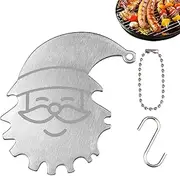 Grill Scraper for Outdoor Grill | Bristle-Proof Stainless Steel Grill Grate Scraper for Camping,Bearded Old Man Pan Scrubber Built-in Bottle Opener