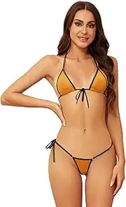 [Dadress] Micro Bikini Sets Extreme Sexy Halter Swimsuit for Women Tie Side G-String Cheeky Swimwear Mini Bikinis
