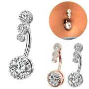 Belly Button Bars Barbell Drop Dangle Navel Bar Body Crystal Piercing P4G8