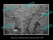 OLD POSTCARD SIZE PHOTO CASTLECOMER KILKENNY IRELAND, AERIAL VIEW OF TOWN c1950