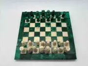 "Malachite Stone Marble Chess Set – Inlaid Chess Board with Pieces, Elegant Home