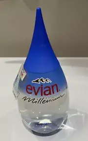 Evian Millenium 2000 Large Glass Tear Drop Sealed Water Bottle Special Edition