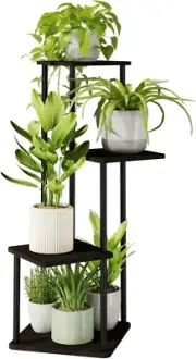 4 Tier Plant Stand Indoor, Small Metal Plant Shelf for Multiple Plants, Corner F
