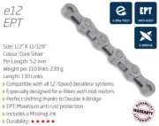 KMC E12 EPT (12 Speed E-Bike Chain) — 130 Links / Silver — AUS STOCK — Bike Road