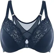 [DELIMIRA] Women's Front Closure Bras Posture Full Coverage Plus Size Lace Underwire Unlined Bra