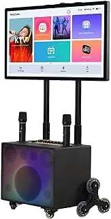 Bluetooth Karaoke Machine for Kids & Adults - Wireless Microphone Speaker with 32 Inch Display, Complete Karaoke System with Movable Universal Wheel + Ladder Wheel