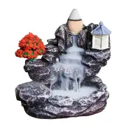 NNEOBA Red Resin Backflow Incense Holder Waterfall Set - Modern Aromatherapy Ornament with Incense Cones