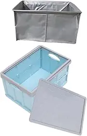 Totority Utility Cart with Wheels Durable Rolling Storage Crate Mobile Book Organizer for Classrooms Vehicles More Heavy Duty Design with Cover Blue Color