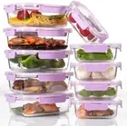 Airtight Food Storage Glass Containers w/ Locking Lids- 5 L (32oz) 5 S (12oz)