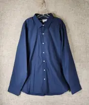 Old Navy Pro Signature Shirt Men’s XXL Navy Dot Button Up Slim Fit GO-DRY NEW