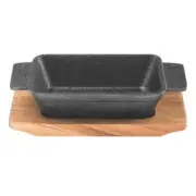 Pyrolux Pyrocast 9x13.5cm Cast Iron Rectangular Baker Dish w/ Maple Tray Black