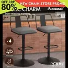ALFORDSON 4x Bar Stools Gas Lift Fabric Bar Chairs Kitchen Swivel Gloria GREY