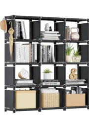 12 Cube Storage Organizer (Black) Metal