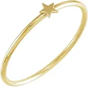 [JewelryWeb] 14ct Yellow Gold Polished Stackable Star Ring Jewelry for Women - Ring Size Options Range: J to P