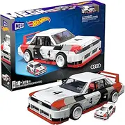 Mega Brands Hot Wheels Collectible Car Building Toy, Audi 90 Quattro IMSA GTO with 973 Pieces and Die-Cast Model, Build & Display Set for Collectors, Red
