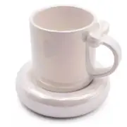 Target Bullseye's Valentine White Iridescent Coffee Mug w. Coaster 10 oz. (NEW)