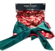 72x14 Robert Stanley Home Christmas Red Green Table Runner Jacquard W/Bows