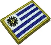 [BR44] BP0023V11 Uruguay Country Flag Embroidered Patch Gold Border Uniform Kart Kimono, Hook Fasteners Attach to Tactical Hats and Gears