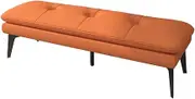 Bed End Bench Upholstered Bedroom Benches Leather Footrest Stool Accent Bench for Entryway Dining Room Living Room Bedroom End of Bed Bedroom Bench(Orange)