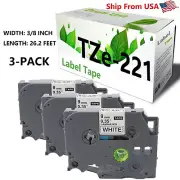 (3-Pack, 3/8") TZe-221 Label Tape TZ221 TZe 221 for PT-D400 P-Touch Label Makers